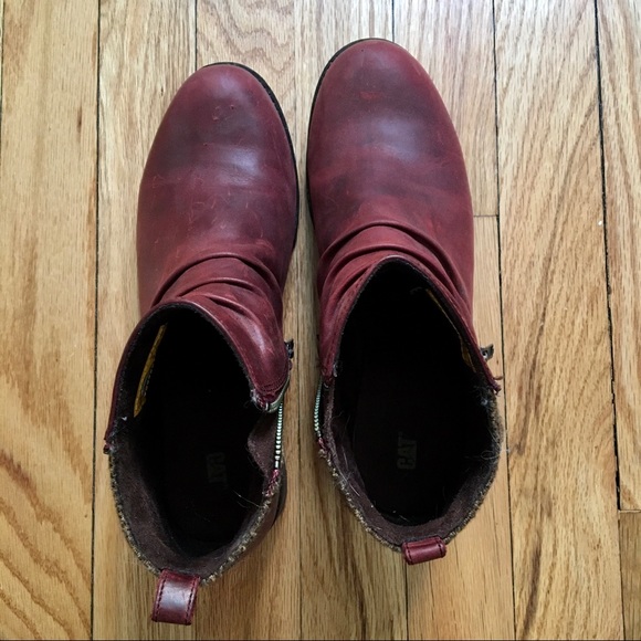 Burgundy and tweed ankle boots - Picture 2 of 7